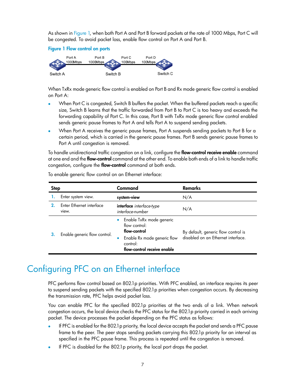 Configuring pfc on an ethernet interface | H3C Technologies H3C S12500-X Series Switches User Manual | Page 18 / 216