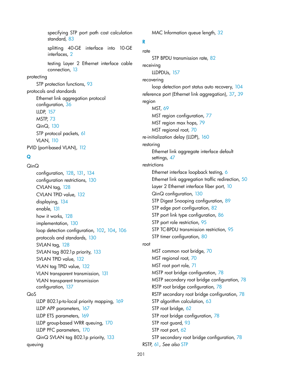 Qinq | H3C Technologies H3C S12500-X Series Switches User Manual | Page 212 / 216