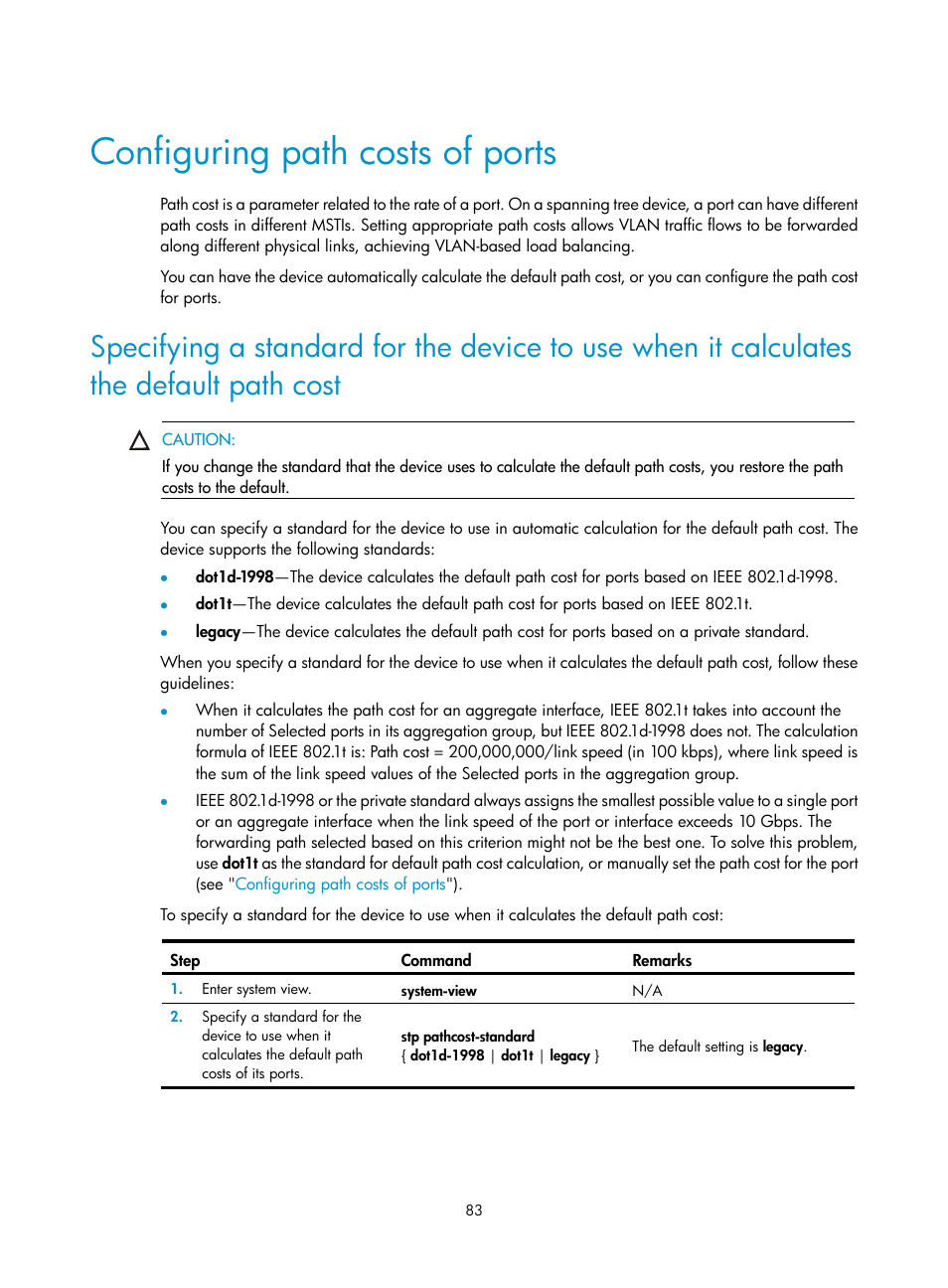 Configuring path costs of ports, Displaying and maintaining port isolation, Port isolation configuration example | Network requirements | H3C Technologies H3C S12500-X Series Switches User Manual | Page 94 / 216