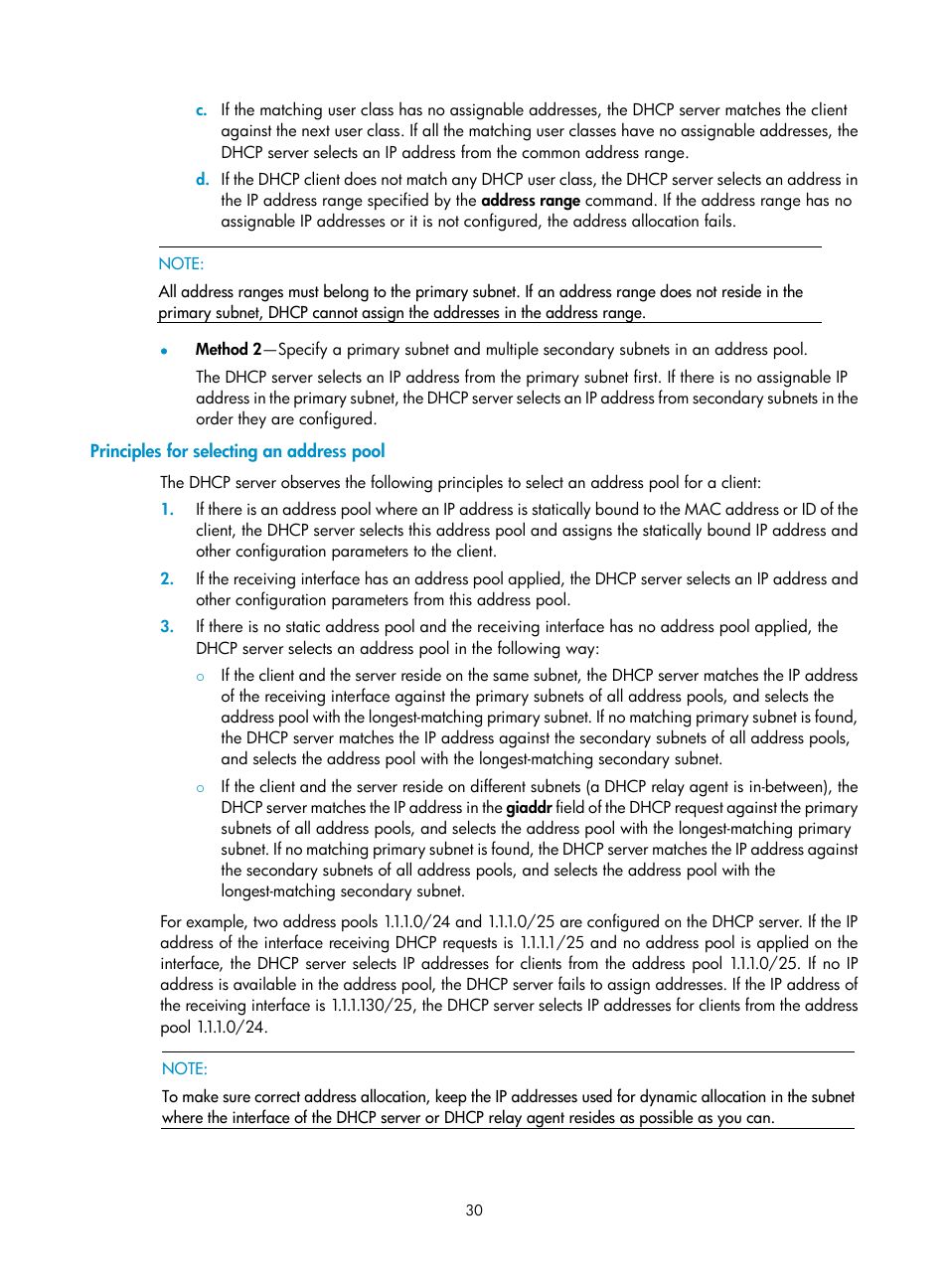 Principles for selecting an address pool, Configuration procedure, Verifying the configuration | H3C Technologies H3C S12500-X Series Switches User Manual | Page 41 / 206