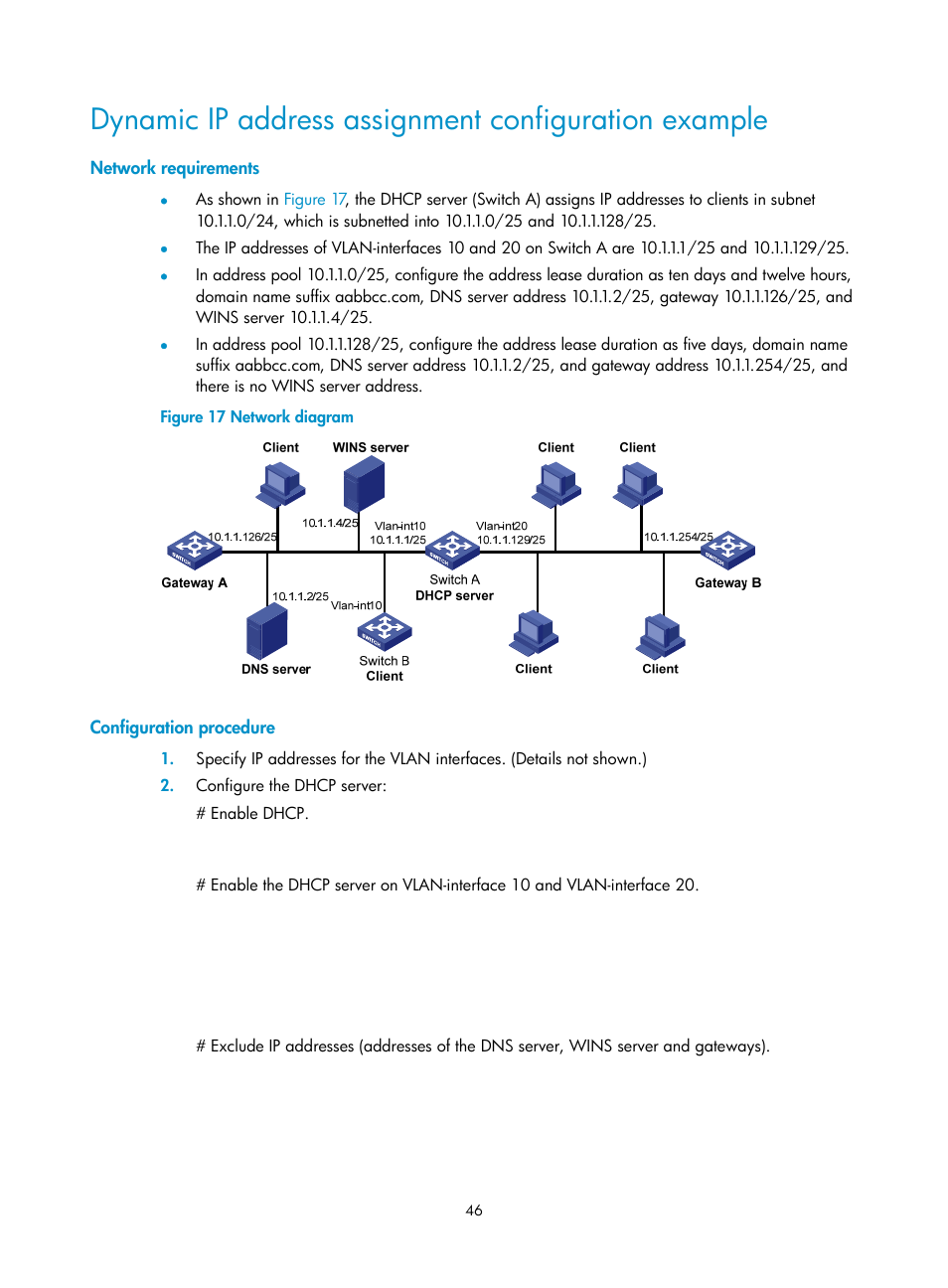 Network requirements, Configuration procedure | H3C Technologies H3C S12500-X Series Switches User Manual | Page 57 / 206