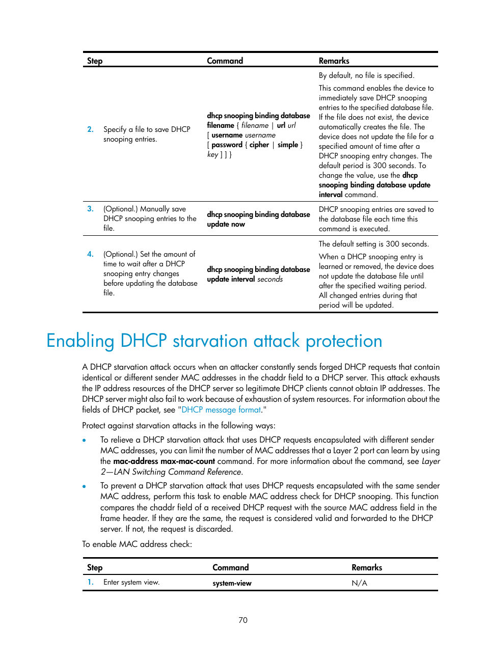 Enabling dhcp starvation attack protection, Dhcp user class configuration example | H3C Technologies H3C S12500-X Series Switches User Manual | Page 81 / 206