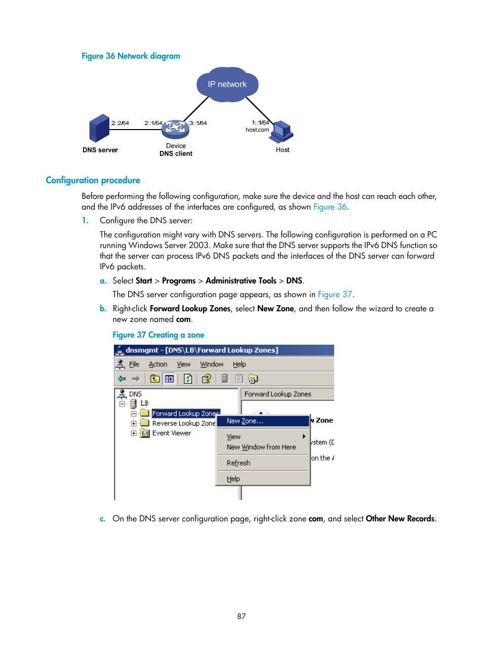 Configuration procedure, Option 82 configuration example | H3C Technologies H3C S12500-X Series Switches User Manual | Page 98 / 206