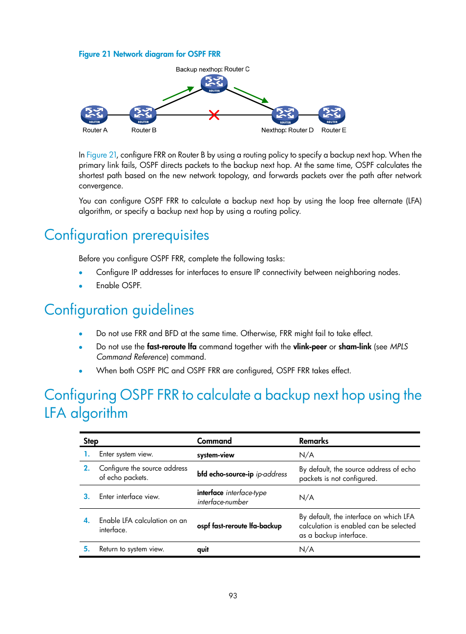 Configuring a stub area, Configuration prerequisites, Configuration guidelines | H3C Technologies H3C S12500-X Series Switches User Manual | Page 107 / 442