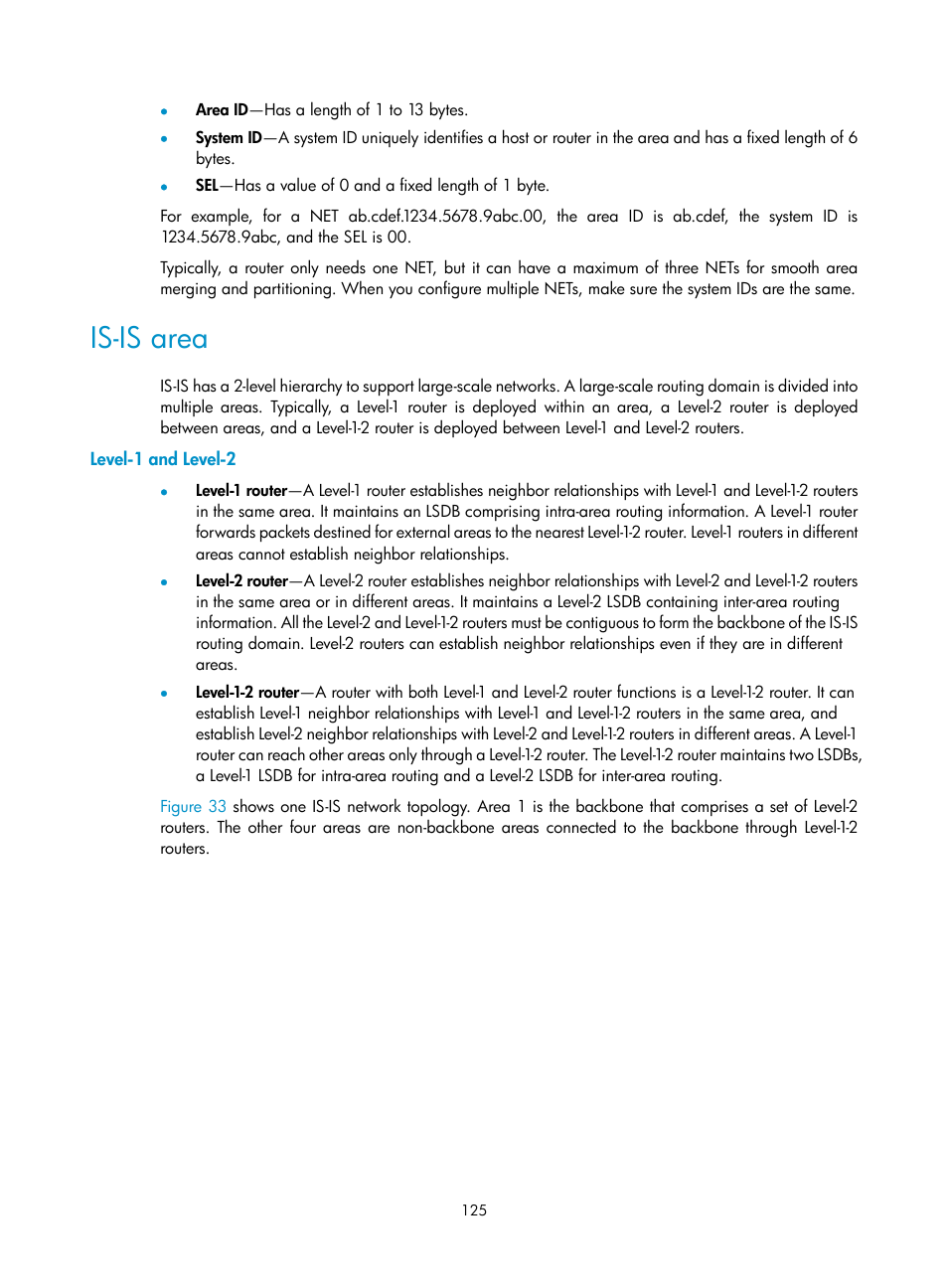 Configuring ospf pic, Configuring ospf gr, Is-is area | H3C Technologies H3C S12500-X Series Switches User Manual | Page 139 / 442