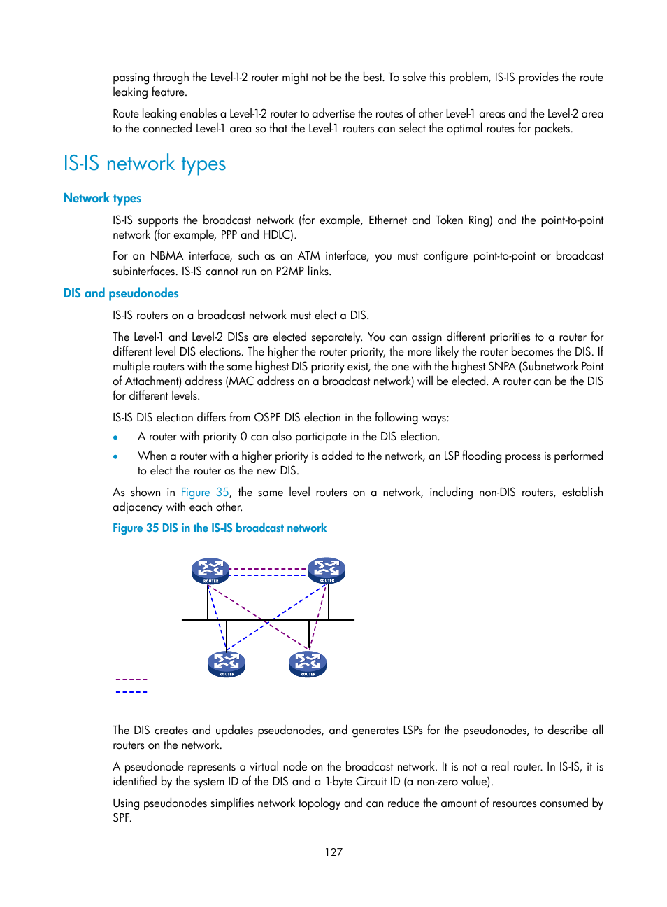 Configuring the ospf gr restarter, Is-is network types | H3C Technologies H3C S12500-X Series Switches User Manual | Page 141 / 442