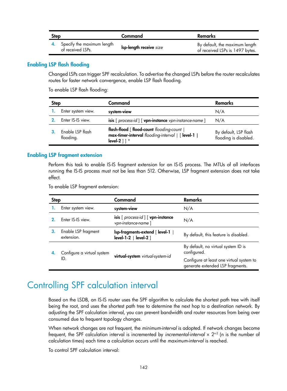 Controlling spf calculation interval | H3C Technologies H3C S12500-X Series Switches User Manual | Page 156 / 442