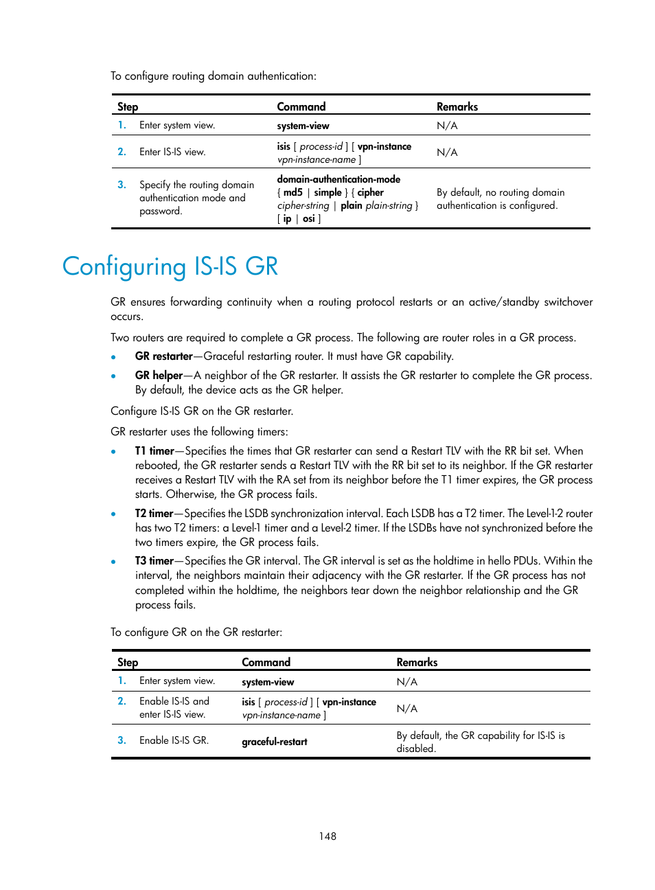 Ospf nssa area configuration example, Configuring is-is gr | H3C Technologies H3C S12500-X Series Switches User Manual | Page 162 / 442