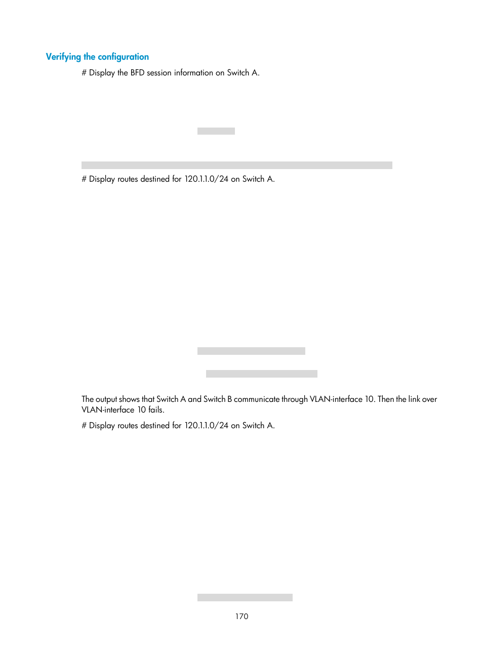 Verifying the configuration | H3C Technologies H3C S12500-X Series Switches User Manual | Page 184 / 442