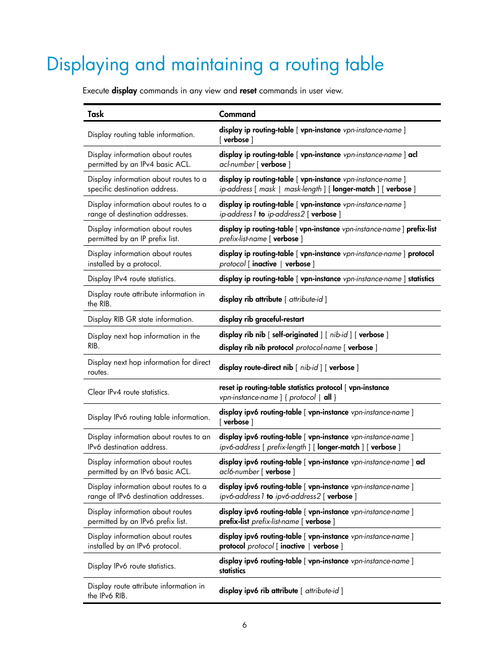 Displaying and maintaining a routing table | H3C Technologies H3C S12500-X Series Switches User Manual | Page 20 / 442