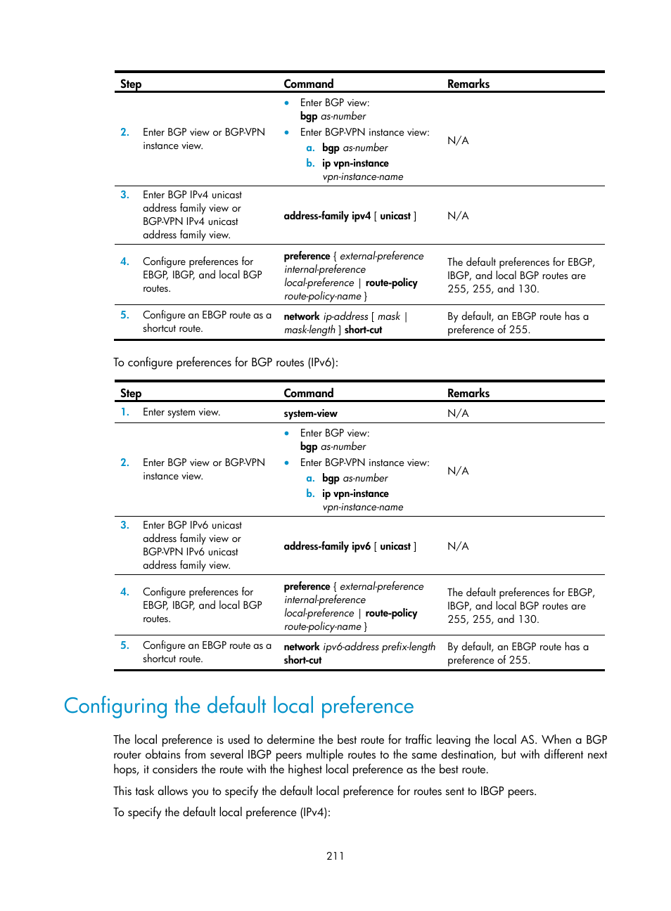 Basic is-is configuration example, Configuring the default local preference | H3C Technologies H3C S12500-X Series Switches User Manual | Page 225 / 442