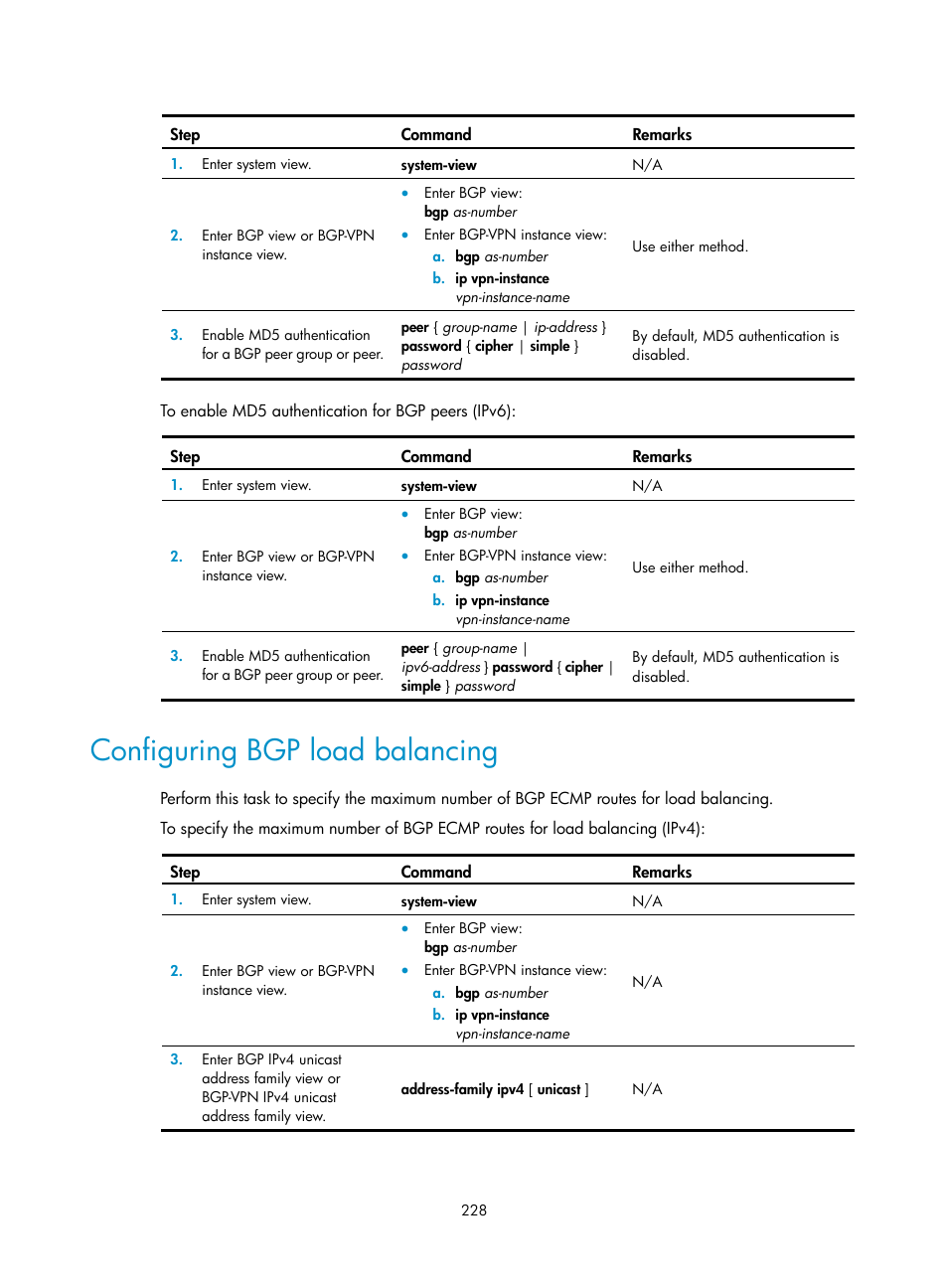 Configuring bgp load balancing | H3C Technologies H3C S12500-X Series Switches User Manual | Page 242 / 442