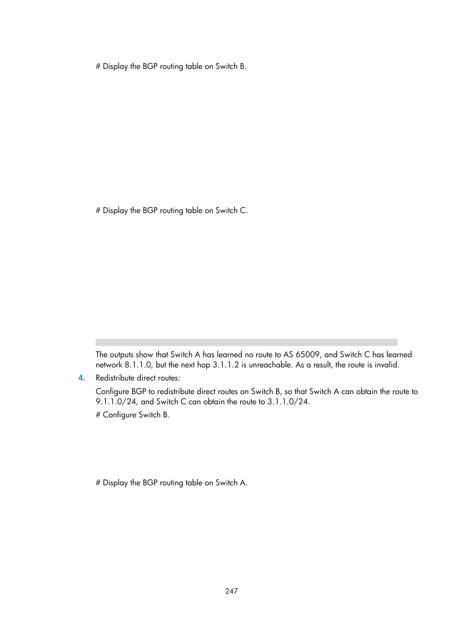 Bgp configuration views | H3C Technologies H3C S12500-X Series Switches User Manual | Page 261 / 442