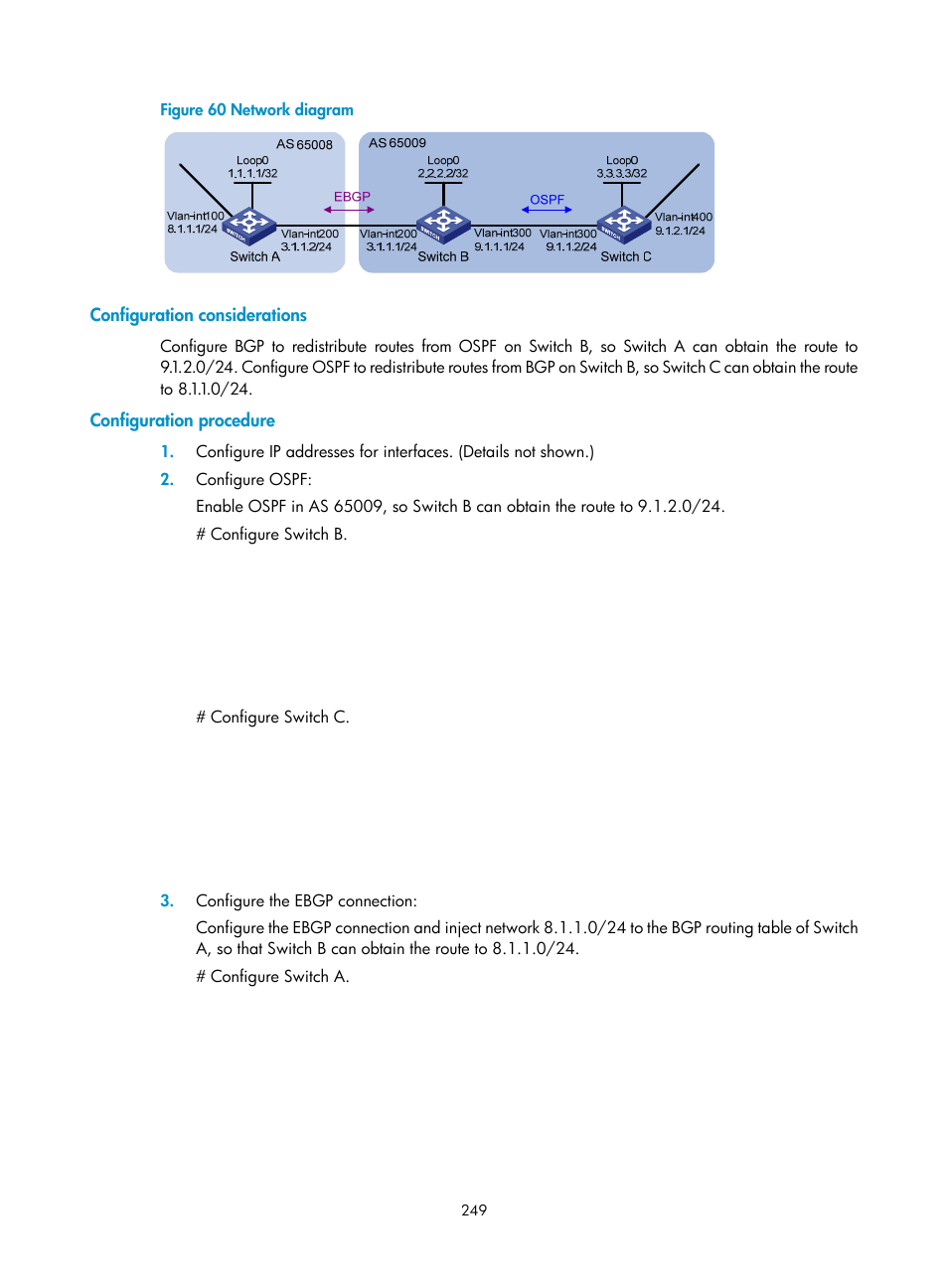 Bgp configuration task list | H3C Technologies H3C S12500-X Series Switches User Manual | Page 263 / 442