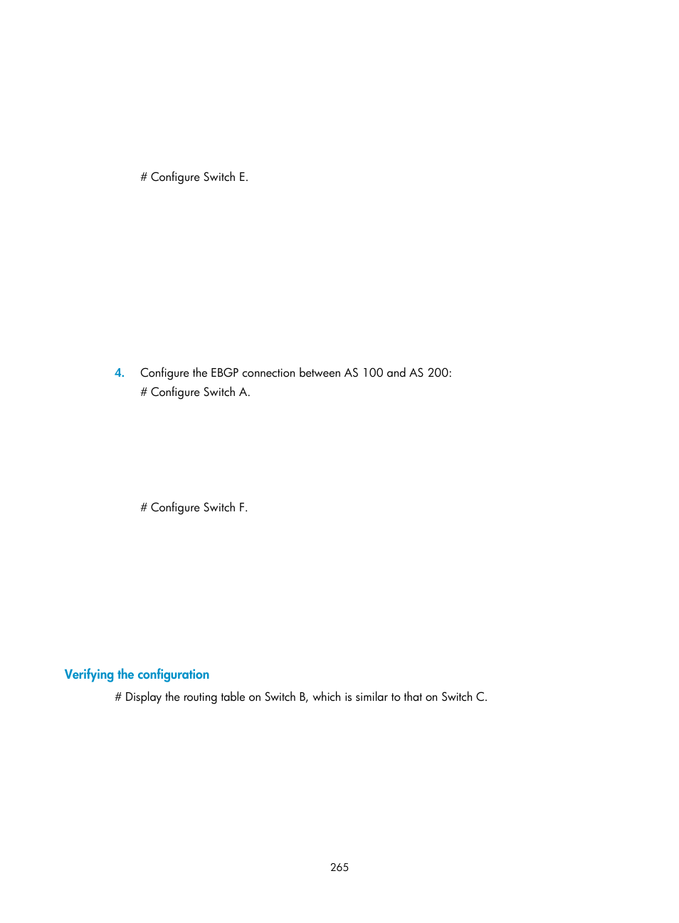 Controlling route distribution and reception, Verifying the configuration | H3C Technologies H3C S12500-X Series Switches User Manual | Page 279 / 442