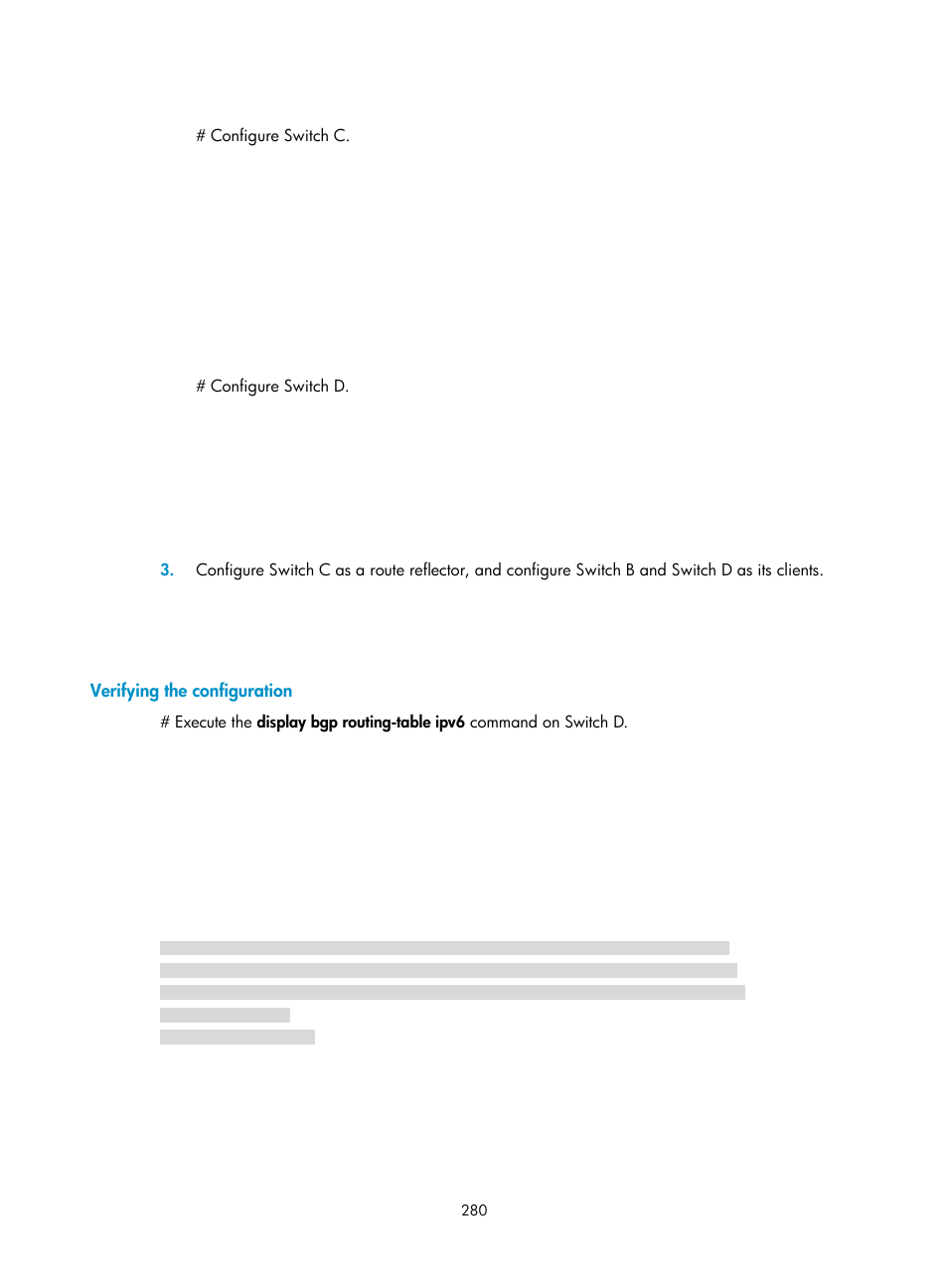 Configuring preferences for bgp routes, Verifying the configuration | H3C Technologies H3C S12500-X Series Switches User Manual | Page 294 / 442