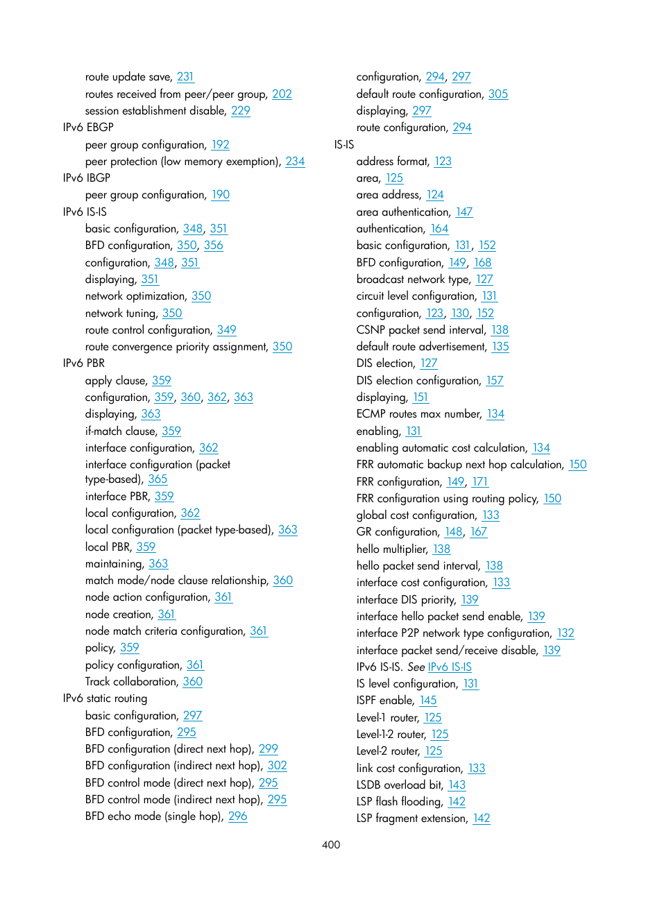 Configuring an ipv6 default route | H3C Technologies H3C S12500-X Series Switches User Manual | Page 414 / 442