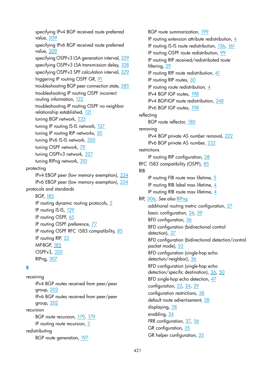 Ospfv3 packets, Ospfv3 lsa types | H3C Technologies H3C S12500-X Series Switches User Manual | Page 435 / 442