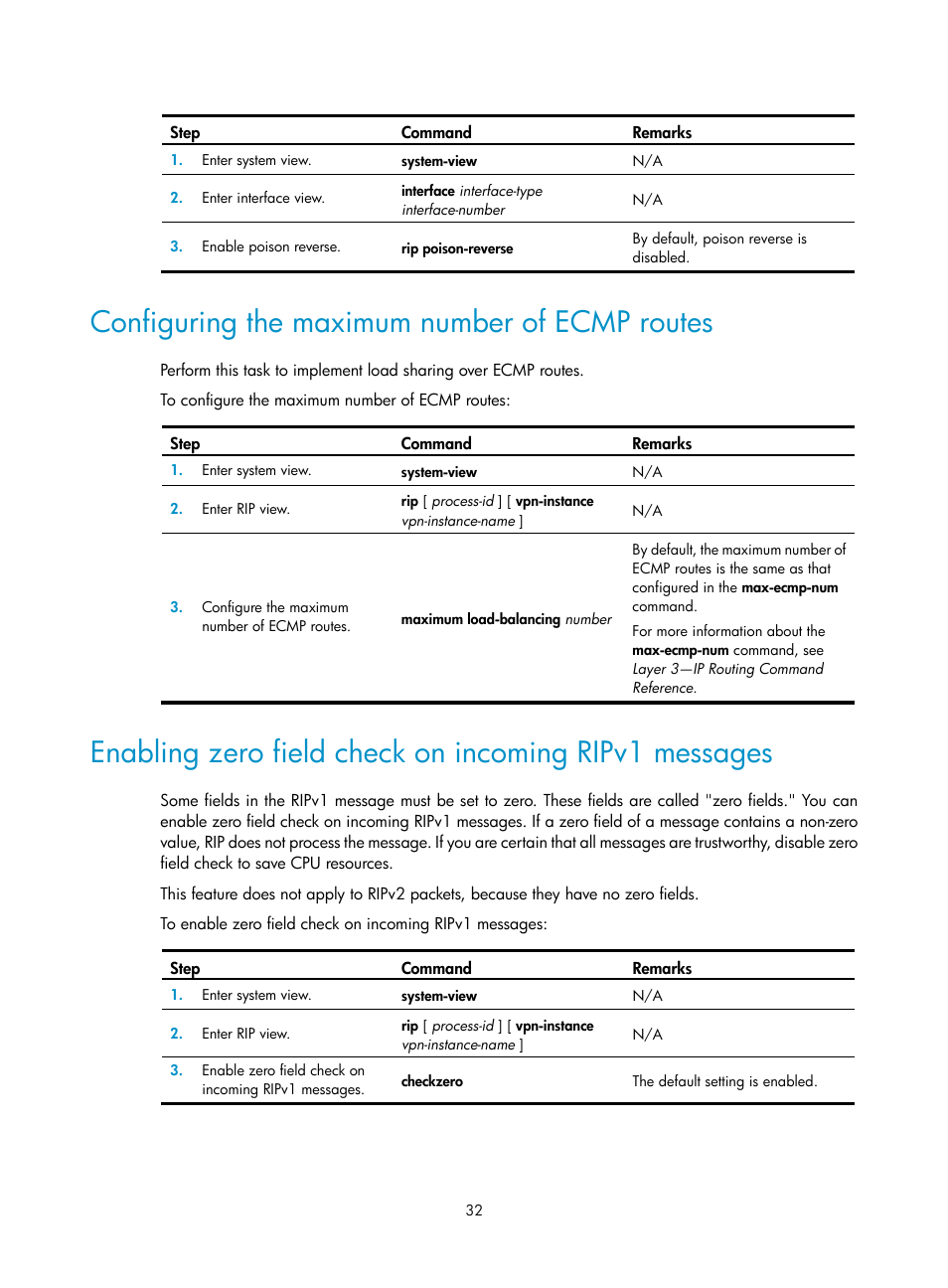 Configuring the maximum number of ecmp routes | H3C Technologies H3C S12500-X Series Switches User Manual | Page 46 / 442