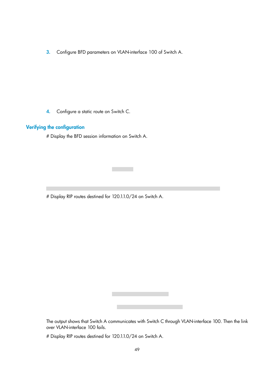 Configuring rip network management, Configuring the rip packet sending rate | H3C Technologies H3C S12500-X Series Switches User Manual | Page 63 / 442