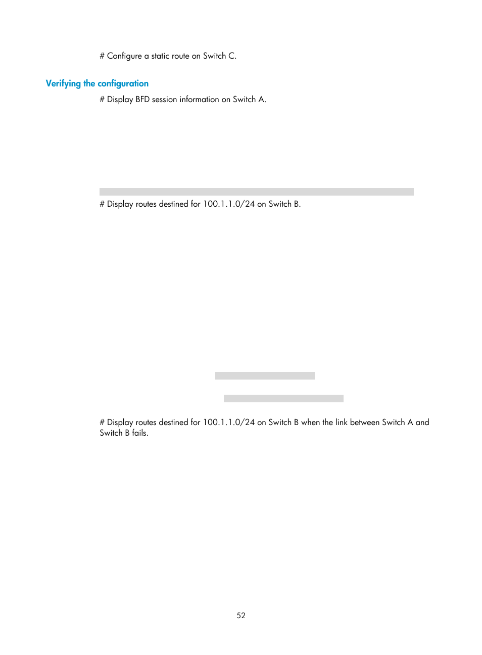 Configuring bfd for rip, Verifying the configuration | H3C Technologies H3C S12500-X Series Switches User Manual | Page 66 / 442