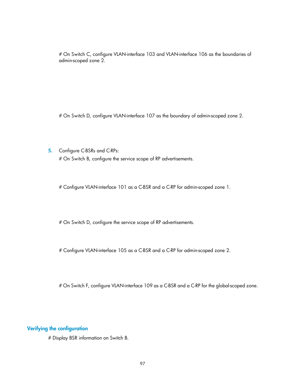 Verifying the configuration, Pim support for vpns | H3C Technologies H3C S12500-X Series Switches User Manual | Page 107 / 226