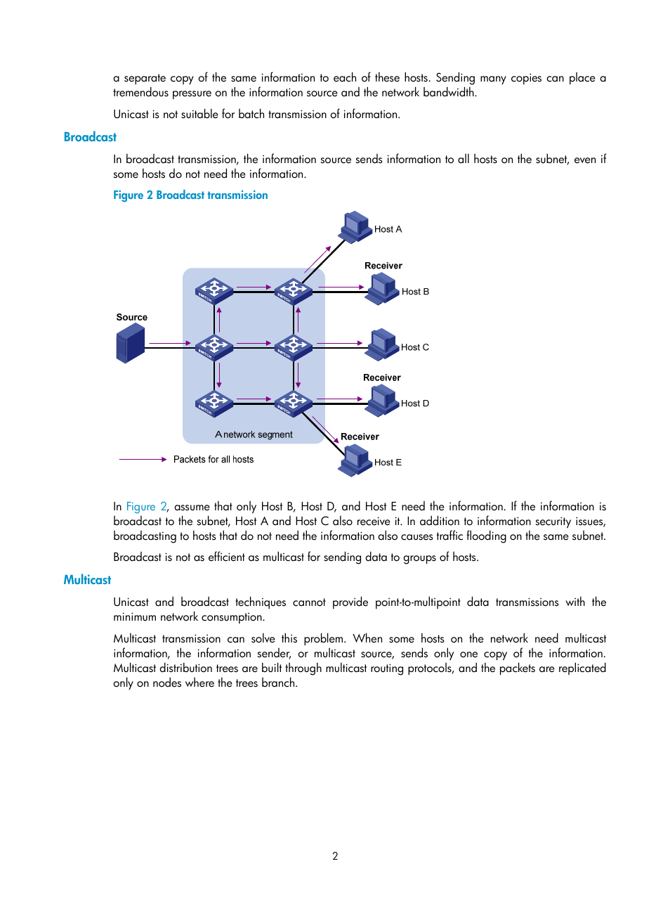 Broadcast, Multicast | H3C Technologies H3C S12500-X Series Switches User Manual | Page 12 / 226