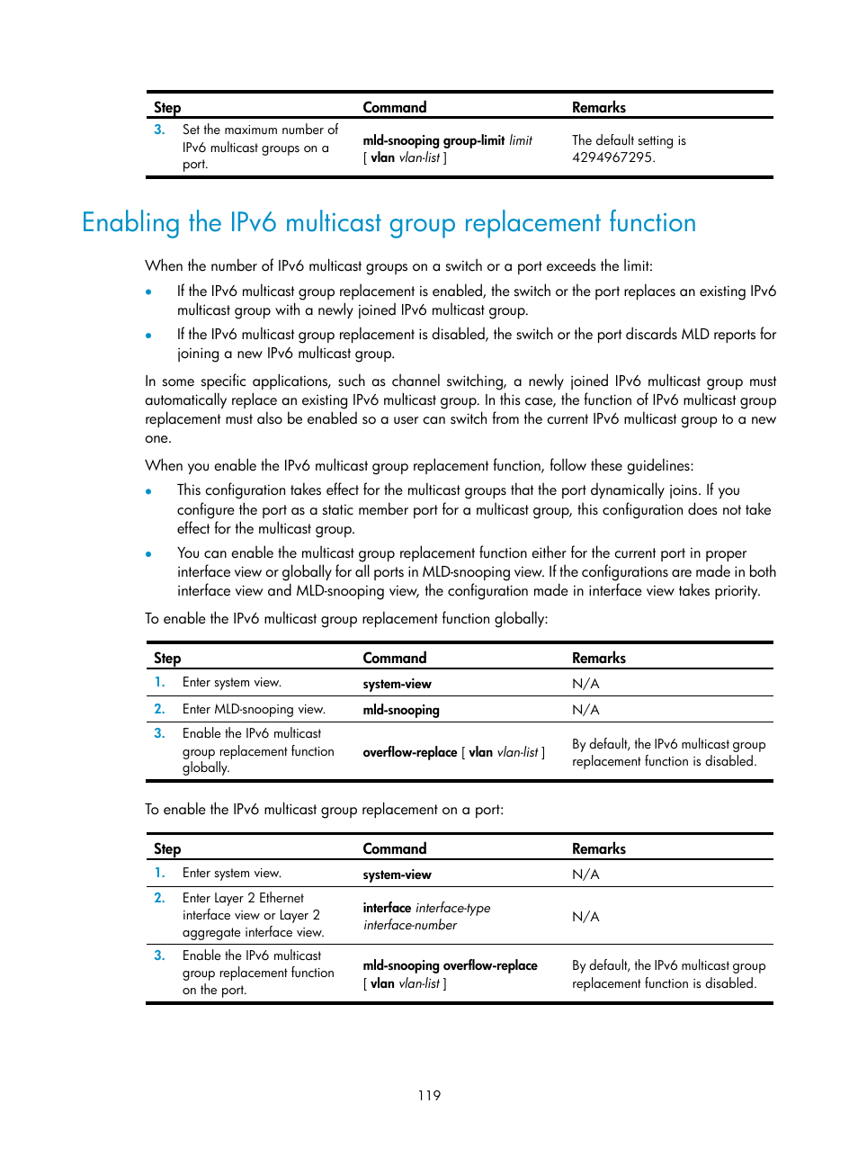 Displaying and maintaining pim, Pim configuration examples | H3C Technologies H3C S12500-X Series Switches User Manual | Page 129 / 226