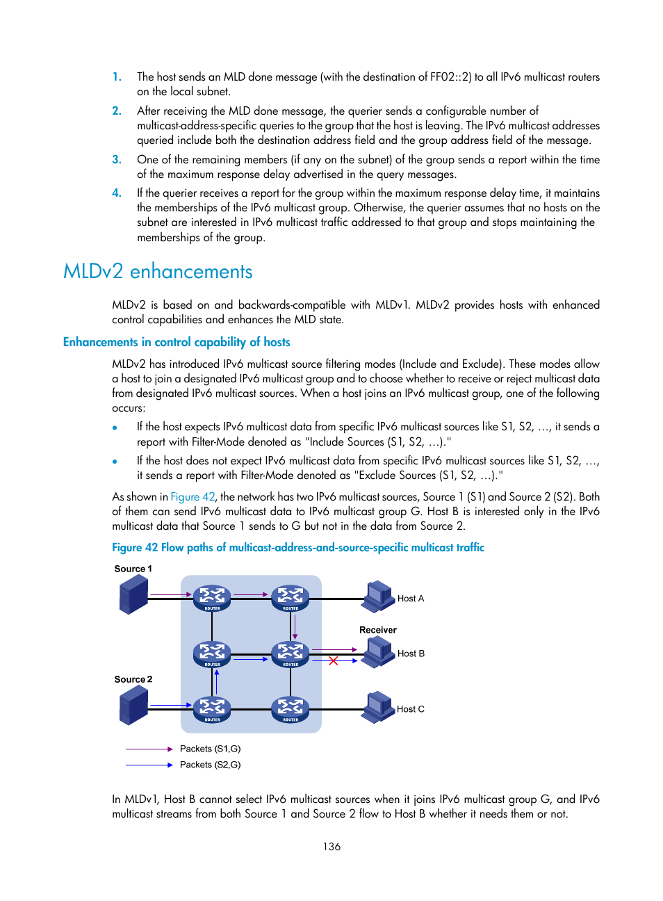 Mldv2 enhancements, Enhancements in control capability of hosts | H3C Technologies H3C S12500-X Series Switches User Manual | Page 146 / 226