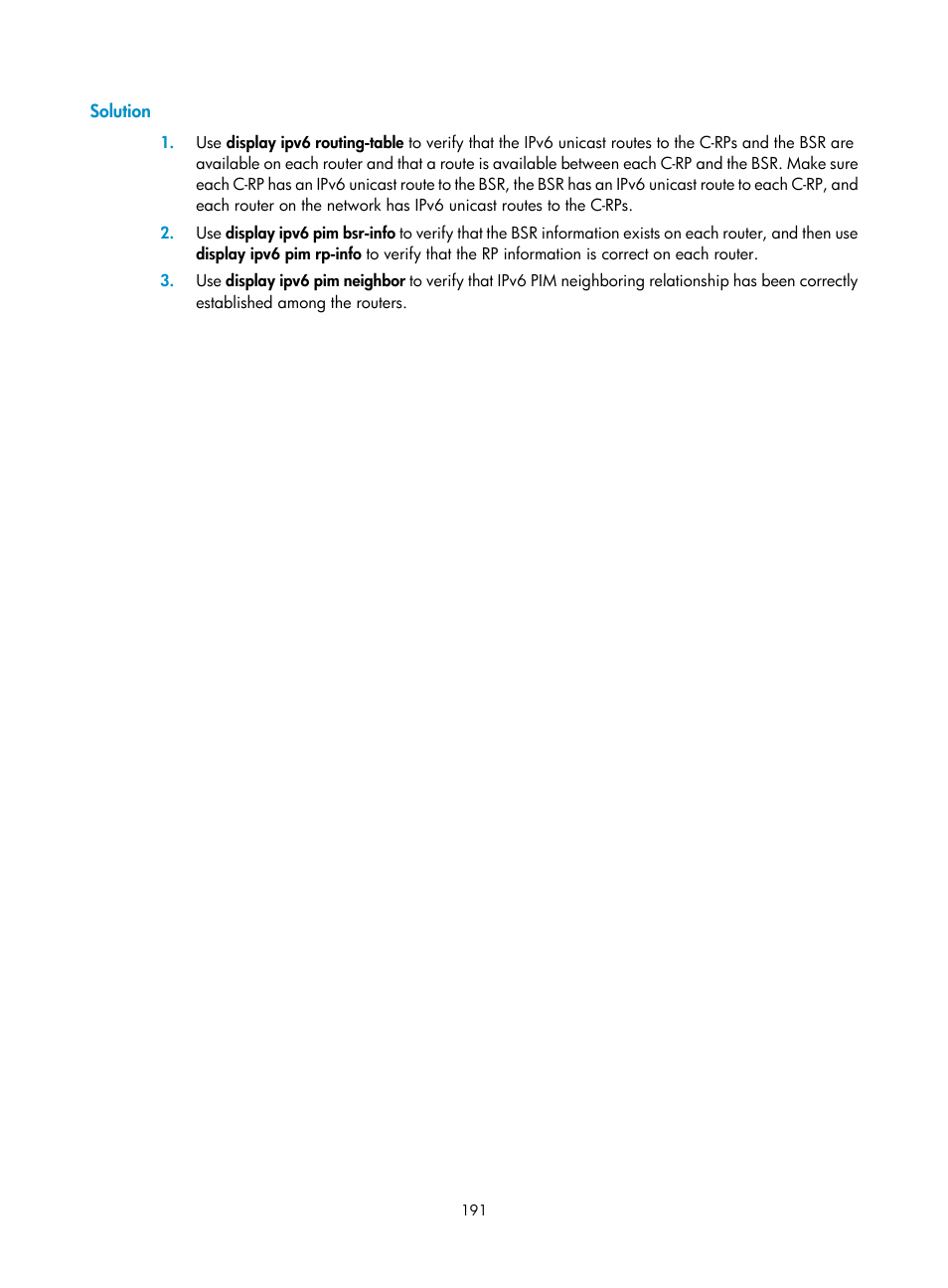 Solution, Enabling mld fast-leave processing, Displaying and maintaining mld | H3C Technologies H3C S12500-X Series Switches User Manual | Page 201 / 226