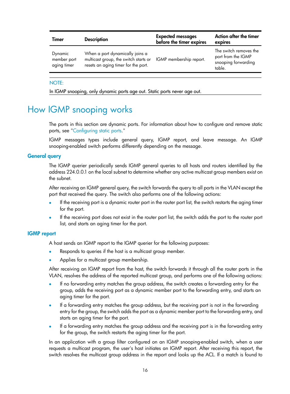 How igmp snooping works, General query, Igmp report | H3C Technologies H3C S12500-X Series Switches User Manual | Page 26 / 226