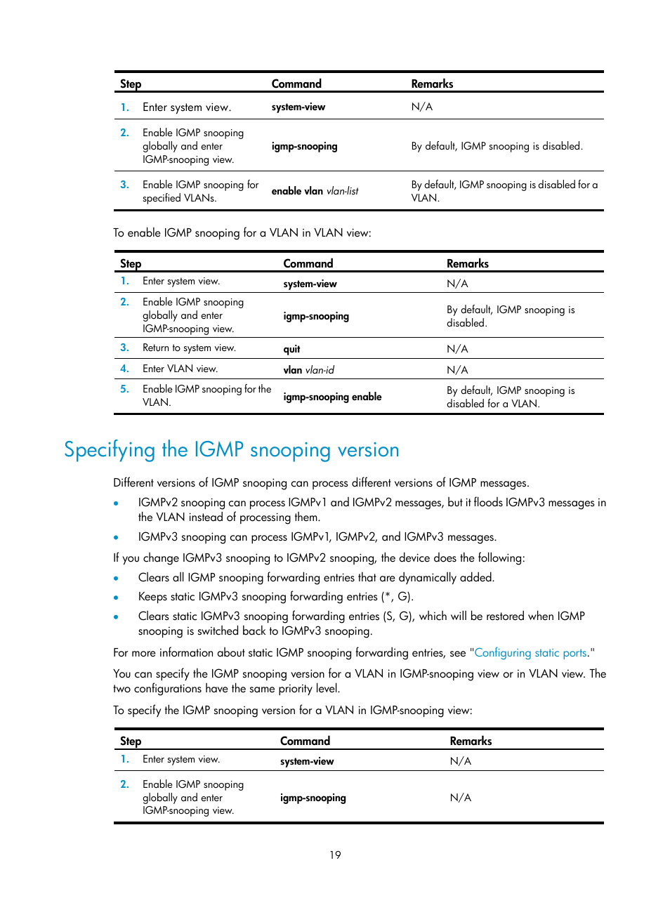 Specifying the igmp snooping version, How igmp snooping works | H3C Technologies H3C S12500-X Series Switches User Manual | Page 29 / 226
