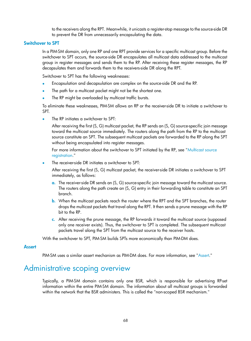 Switchover to spt, Assert, Administrative scoping overview | Igmpv1 overview | H3C Technologies H3C S12500-X Series Switches User Manual | Page 78 / 226