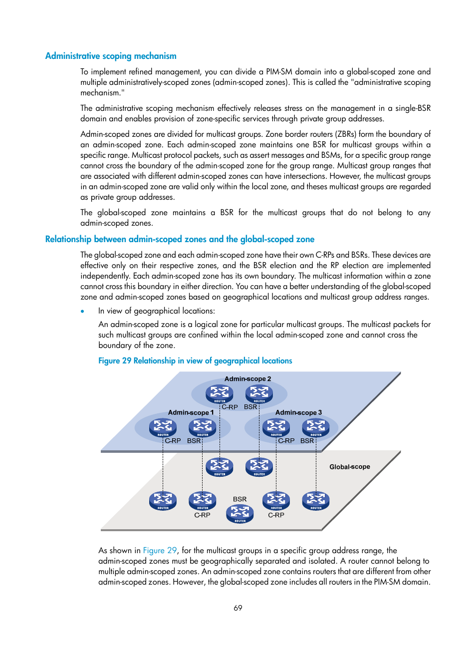 Administrative scoping mechanism, Igmpv2 enhancements | H3C Technologies H3C S12500-X Series Switches User Manual | Page 79 / 226