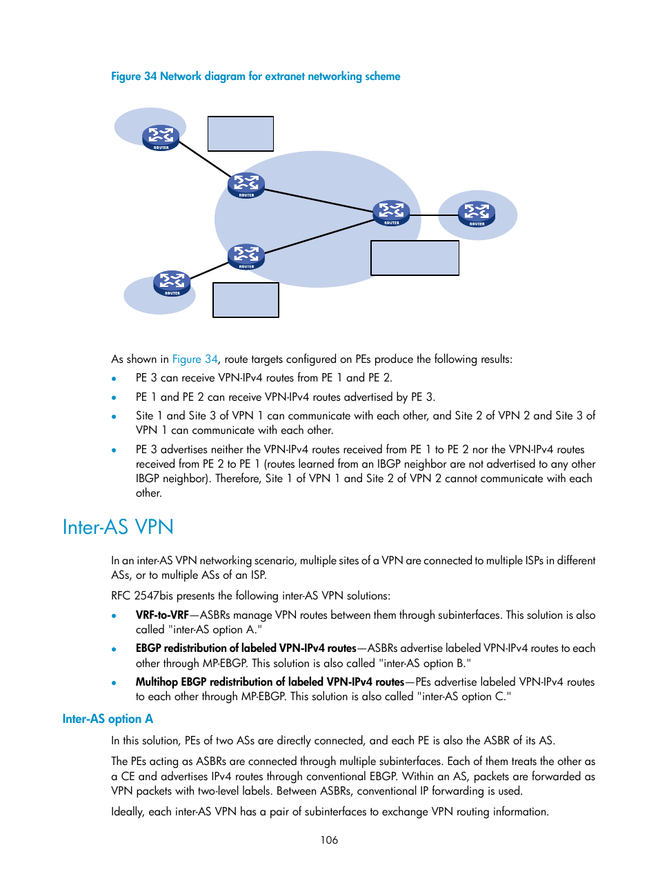 Inter-as vpn, Inter-as option a, Rsvp authentication | Rsvp gr | H3C Technologies H3C S12500-X Series Switches User Manual | Page 117 / 397