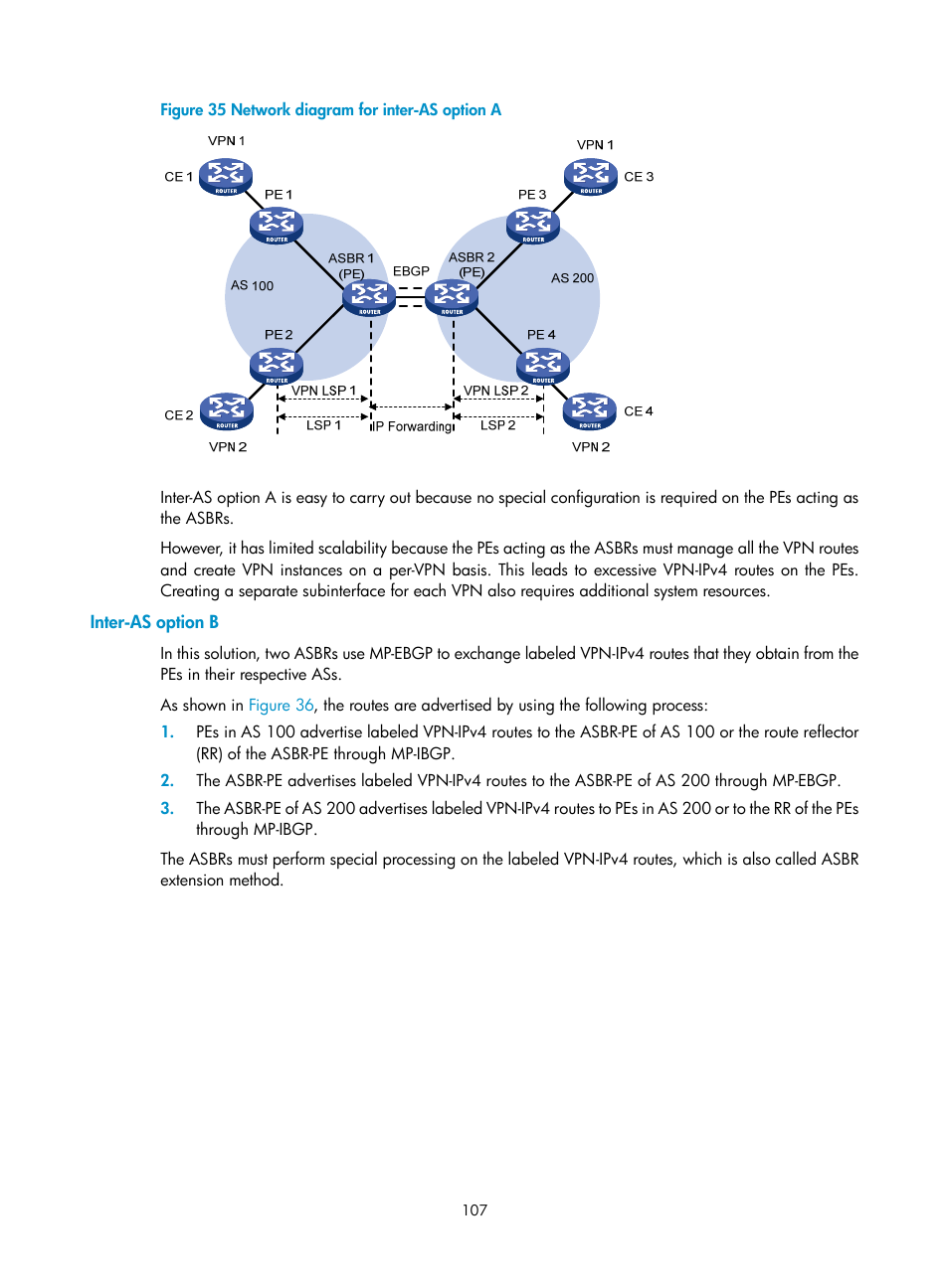 Inter-as option b, Protocols and standards, Rsvp configuration task list | H3C Technologies H3C S12500-X Series Switches User Manual | Page 118 / 397