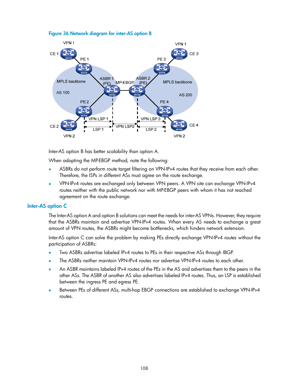 Inter-as option c, Enabling rsvp | H3C Technologies H3C S12500-X Series Switches User Manual | Page 119 / 397