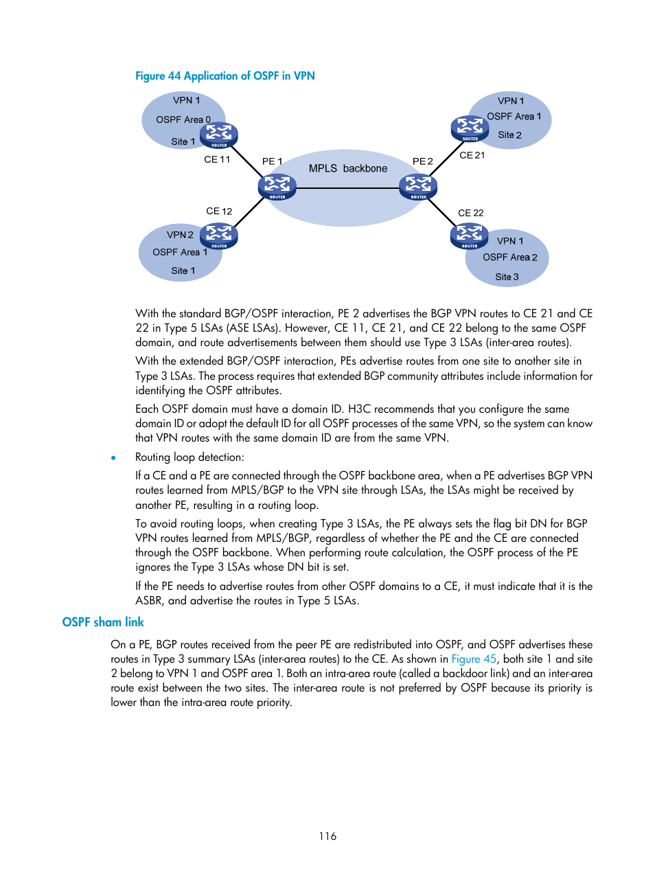 Ospf sham link, Rsvp configuration examples | H3C Technologies H3C S12500-X Series Switches User Manual | Page 127 / 397