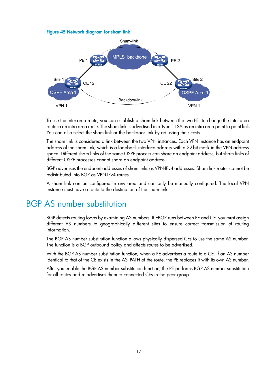 Bgp as number substitution, Establishing an mpls te tunnel with rsvp-te | H3C Technologies H3C S12500-X Series Switches User Manual | Page 128 / 397