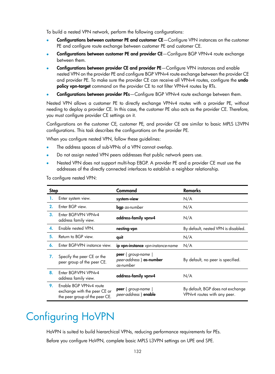 Configuring hovpn, Configuring mpls l3vpn, Overview | H3C Technologies H3C S12500-X Series Switches User Manual | Page 143 / 397