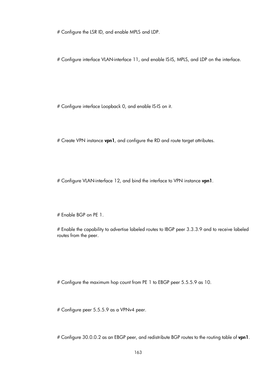 Configuring routing between pes | H3C Technologies H3C S12500-X Series Switches User Manual | Page 174 / 397