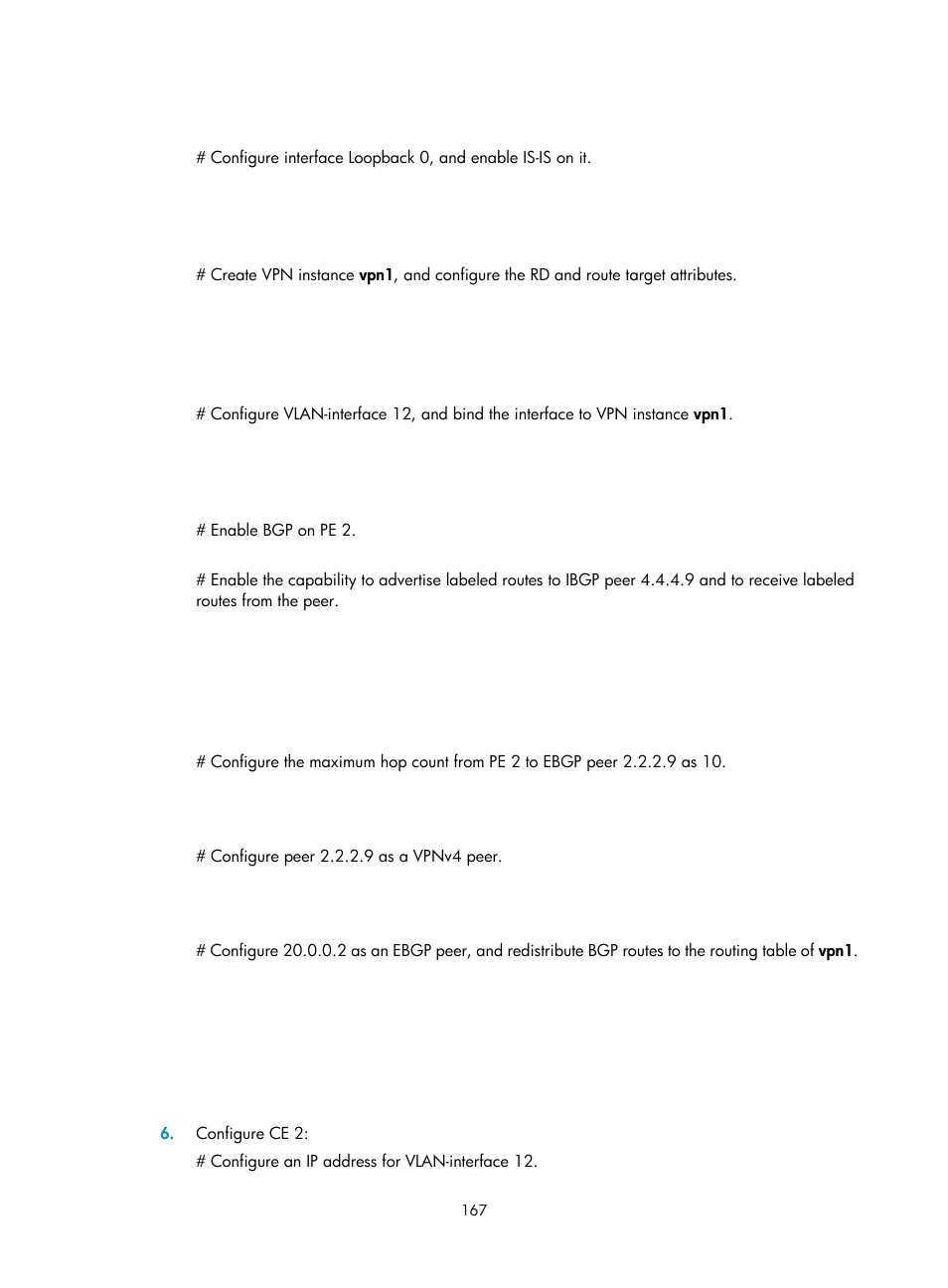 Configuring inter-as option a, Configuring inter-as option b | H3C Technologies H3C S12500-X Series Switches User Manual | Page 178 / 397