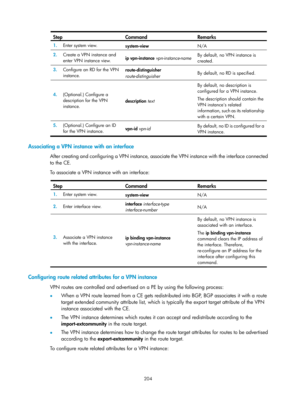 Associating a vpn instance with an interface | H3C Technologies H3C S12500-X Series Switches User Manual | Page 215 / 397