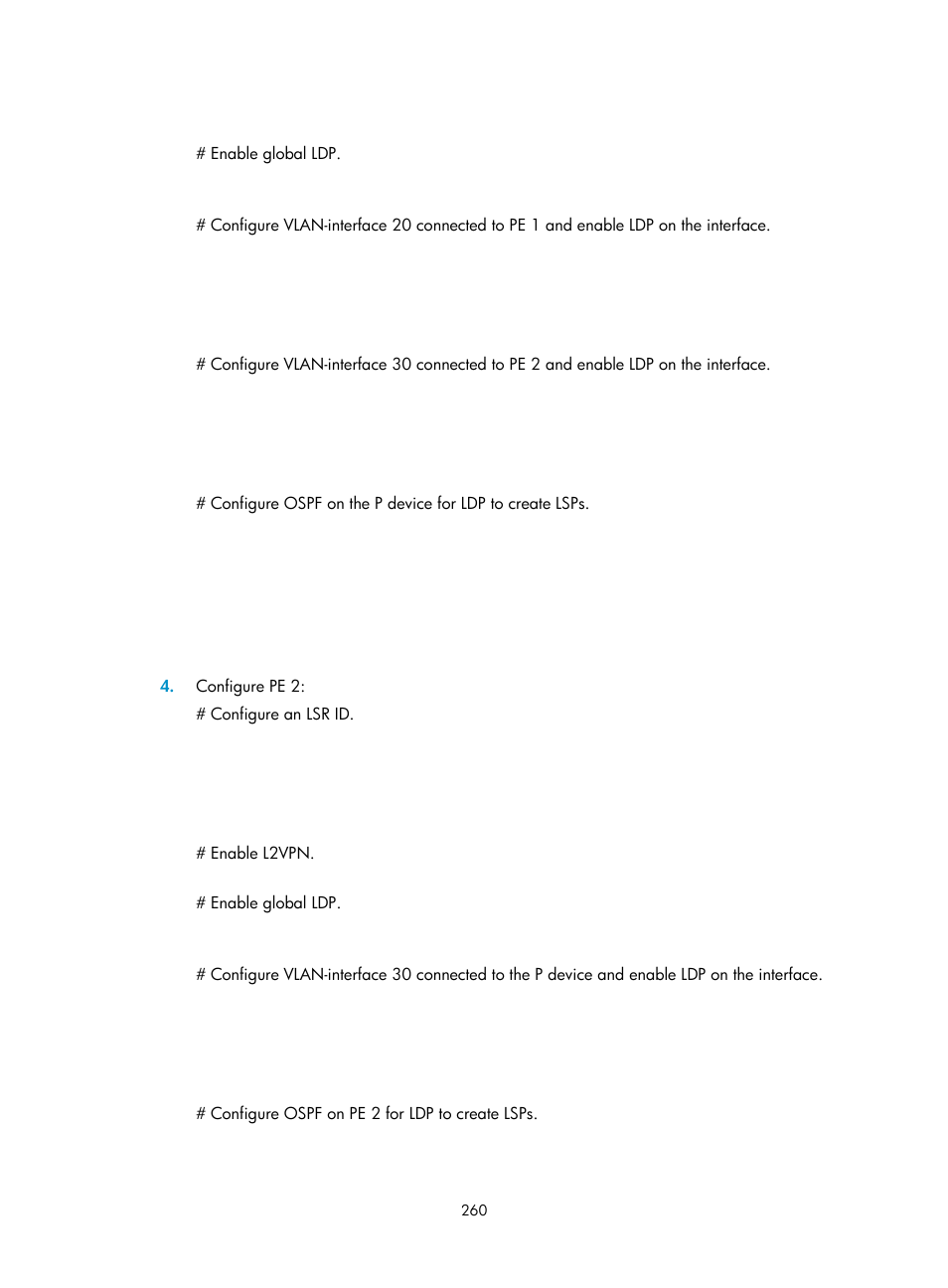 Configuring routing between pes | H3C Technologies H3C S12500-X Series Switches User Manual | Page 271 / 397