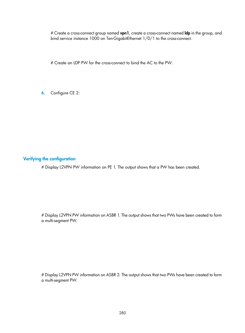 Verifying the configuration | H3C Technologies H3C S12500-X Series Switches User Manual | Page 291 / 397