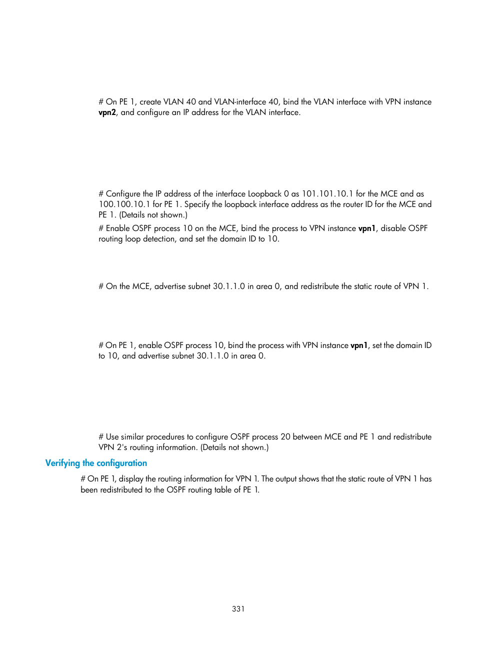 Verifying the configuration, Configuring ldp pw redundancy | H3C Technologies H3C S12500-X Series Switches User Manual | Page 342 / 397