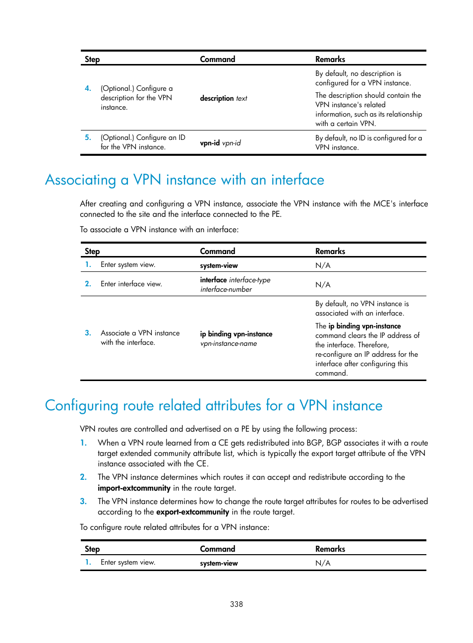 Associating a vpn instance with an interface | H3C Technologies H3C S12500-X Series Switches User Manual | Page 349 / 397