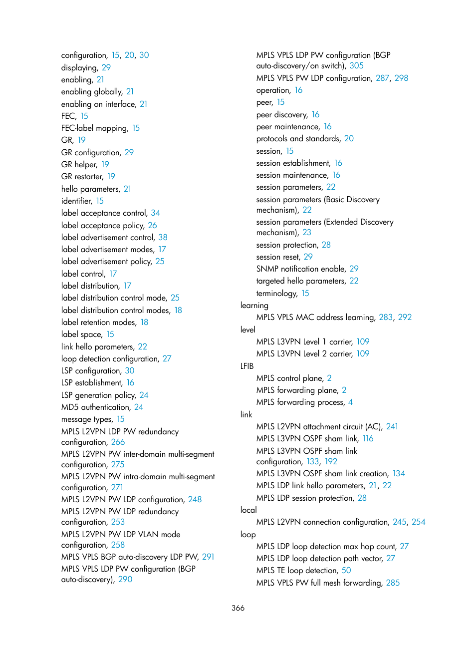 Vpls configuration examples, Static pw configuration example, Lfib | H3C Technologies H3C S12500-X Series Switches User Manual | Page 377 / 397