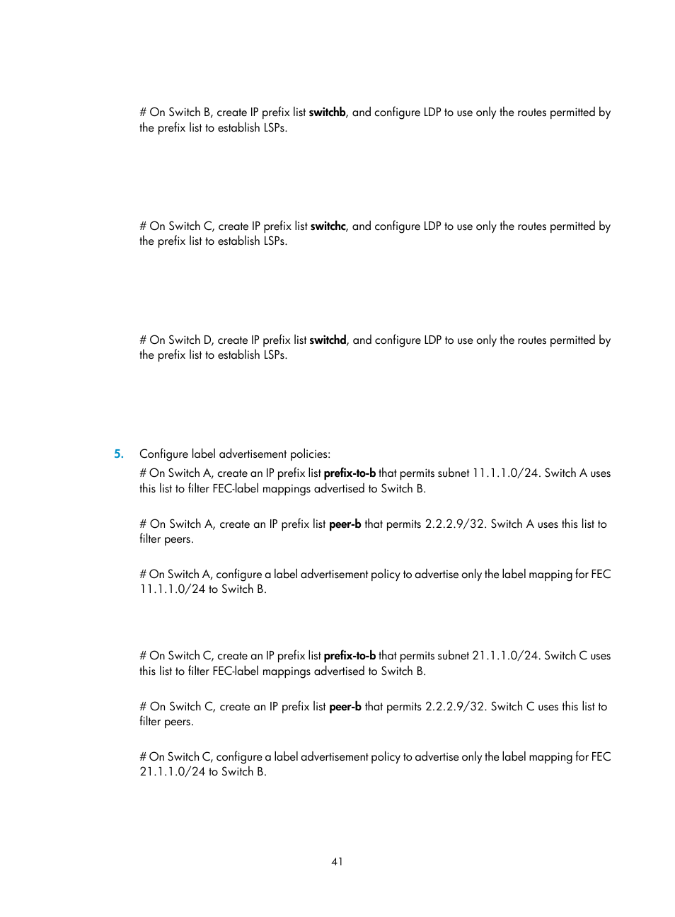 Resetting ldp sessions, Enabling snmp notifications for ldp | H3C Technologies H3C S12500-X Series Switches User Manual | Page 52 / 397