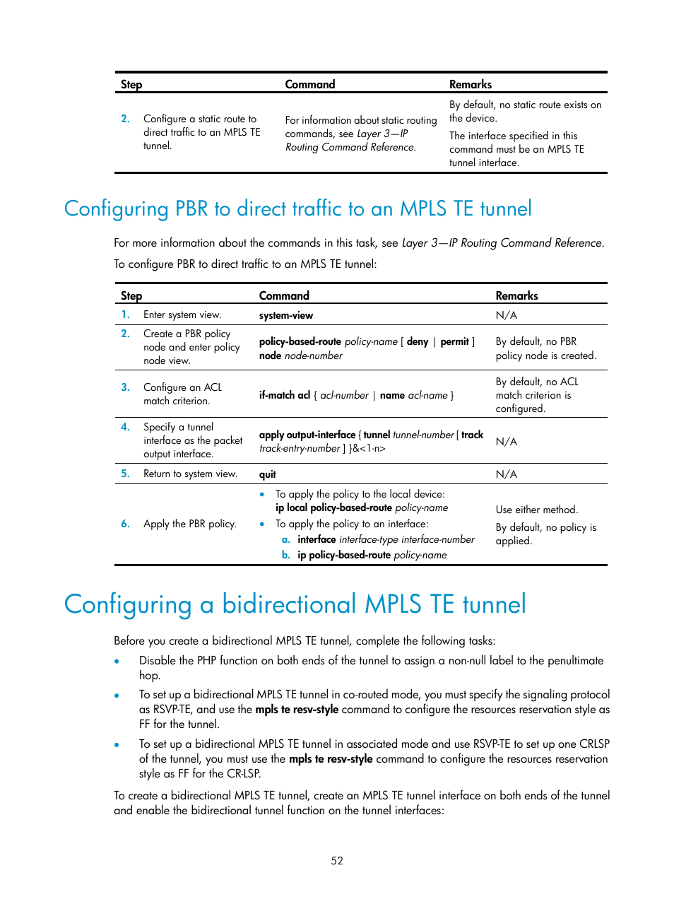 Configuring a bidirectional mpls te tunnel, Label advertisement control configuration example | H3C Technologies H3C S12500-X Series Switches User Manual | Page 63 / 397